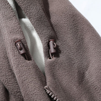 Men's Double-Faced Faux Fleece Warm Hooded Jacket