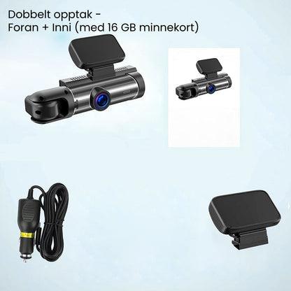 Dash cam with 170° wide-angle and 1080p dual lens