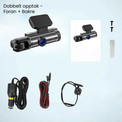 Dash cam with 170° wide-angle and 1080p dual lens