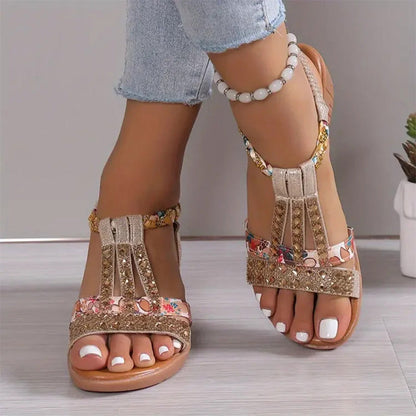 Nieuwe zomersandalen met open teen en strass voor dames