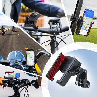 Houder voor fietstelefoon, [cameravriendelijke] houder voor motorstelefoon voor elektrische scooter, mountainbike, crossmotor en motorfiets - 360° draaibaar, geschikt voor iPhone en Android smartphones van 4,5-7,0 inch