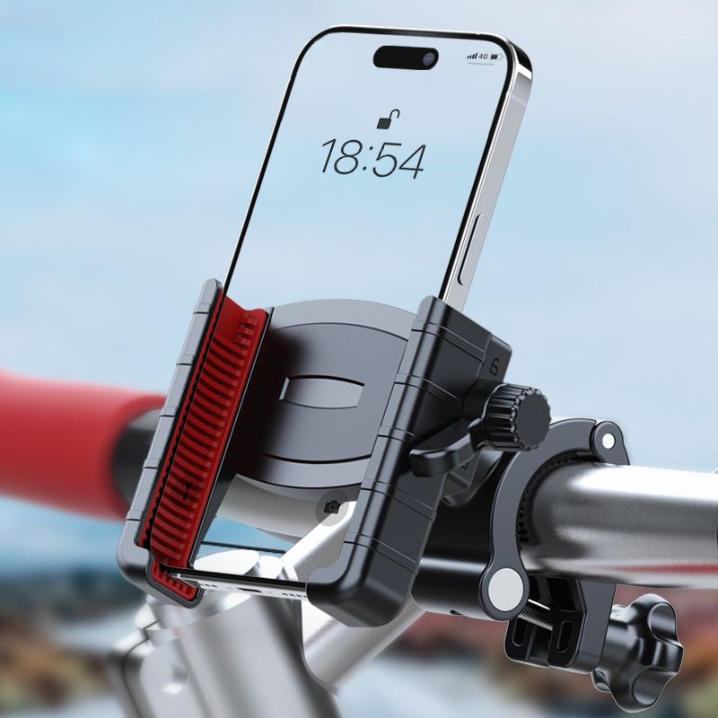 Houder voor fietstelefoon, [cameravriendelijke] houder voor motorstelefoon voor elektrische scooter, mountainbike, crossmotor en motorfiets - 360° draaibaar, geschikt voor iPhone en Android smartphones van 4,5-7,0 inch