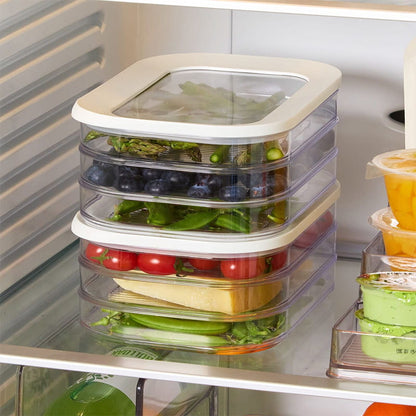 3 Layer Reusable Food Storage Containers with Lid Clear Fridge Crisper