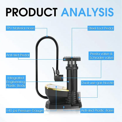 ✨Bicycle Air Pump with Pressure Gauge