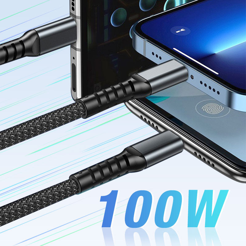 100w super snel opladen, transparante 3-in-1 datakabel