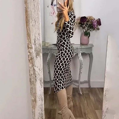 Women's Sleek Geometric Print Side Slit Dress