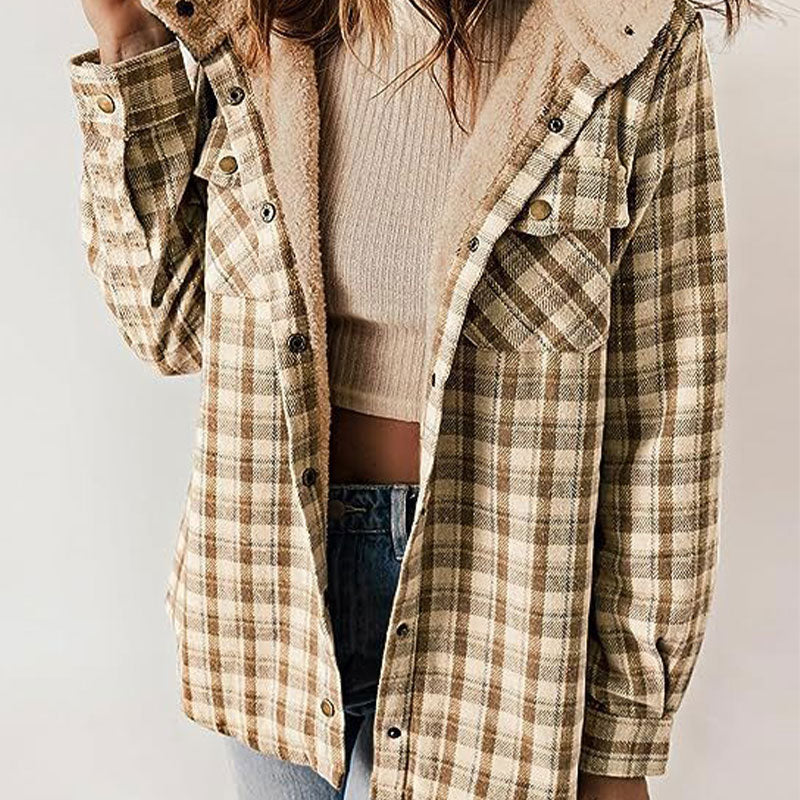 Women's Winter Trendy Plaid Hooded Jacket