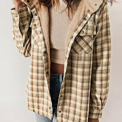 Women's Winter Trendy Plaid Hooded Jacket