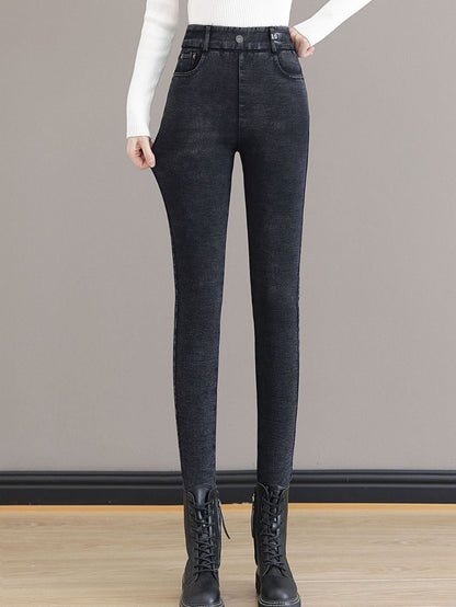 Warme Skinny Jeans met hoge taille en stretch voor vrouwen