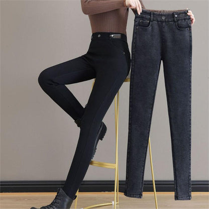 Warme Skinny Jeans met hoge taille en stretch voor vrouwen