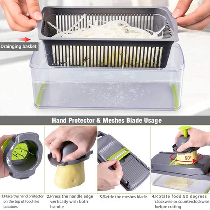 🎁 MOEDERDAG-UITVERKOOP 50% KORTING!!! 🧑‍🍳Multi-Knife™ | Multifunctionele groentesnijder | 16-delige set🥗