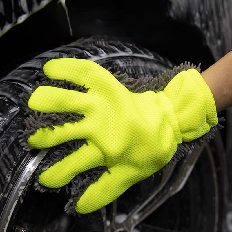 Double-sided five-finger car wash gloves