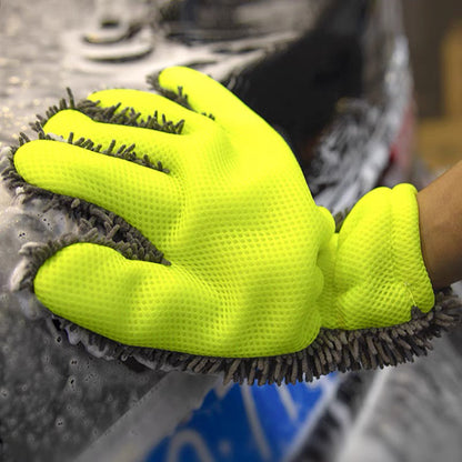 Double-sided five-finger car wash gloves