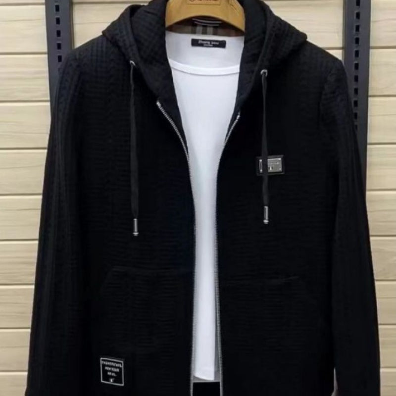 Men's Hooded Casual Knitted Zipper Jacket