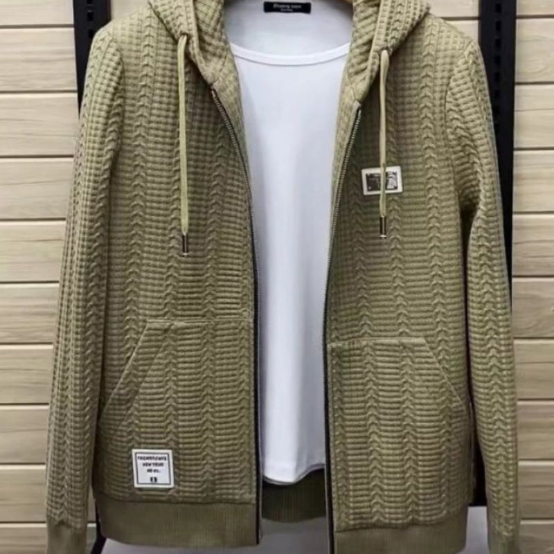 Men's Hooded Casual Knitted Zipper Jacket