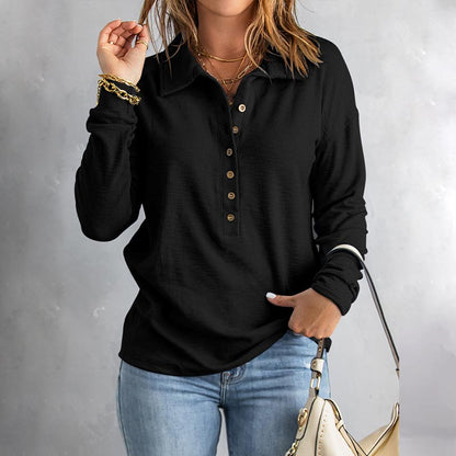 Women's Casual Comfortable Button V-Neck Lapel Bottom Shirt