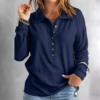 Women's Casual Comfortable Button V-Neck Lapel Bottom Shirt