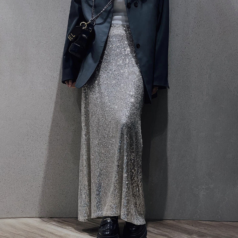 Sequin Long Sleeve Top & Skirt Set