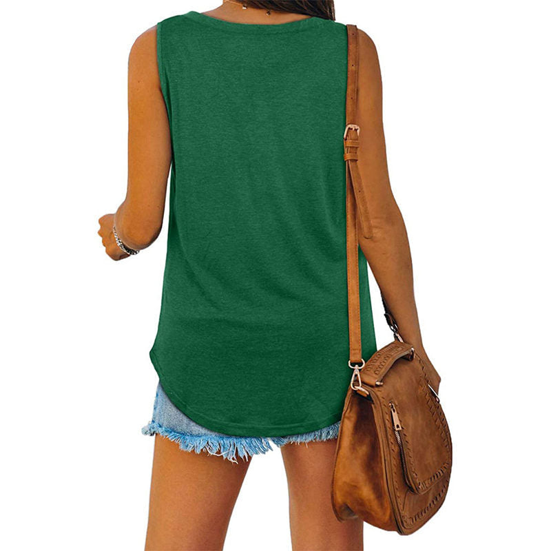 Allesomvattend V-Hals Effen Kleur Tanktop