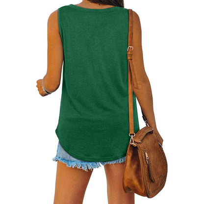 Allesomvattend V-Hals Effen Kleur Tanktop
