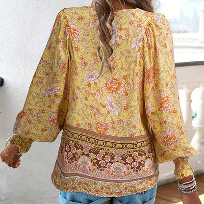 💖Laatste dag uitverkoop. 50% korting💖Vrouwelijke modieuze bedrukte V-hals lange mouw shirt