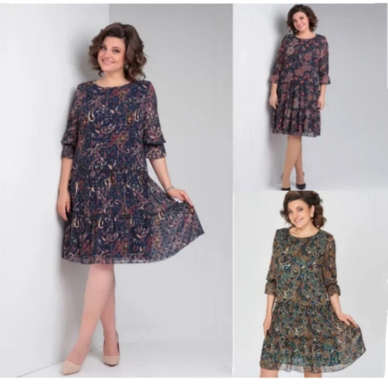 Damesjurk met ronde hals en bloemenprint