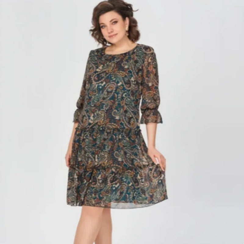 Damesjurk met ronde hals en bloemenprint