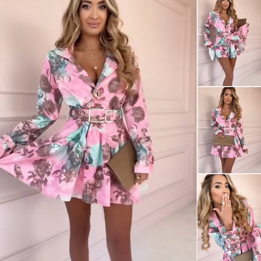 📣Limited Drop 50% OFF📣 Damesmode Floral Waisted Jurken met Lange Mouwen