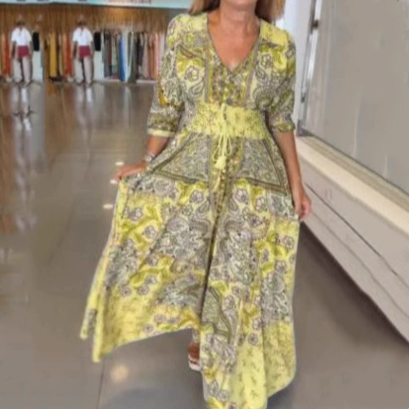 🔥Elegante bloementekeningen met lange jurk voor dames