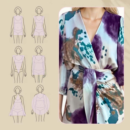 Elegante tweedelige wikkeljurkset met aquarelmotief voor dames