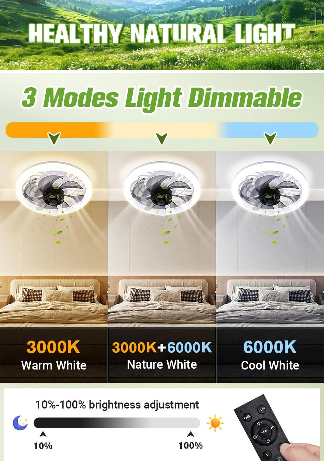 🌞50% korting! 💡2-in-1 dimbare plafondventilatorlamp met afstandsbediening – stil, verstelbaar en ruimtebesparend.