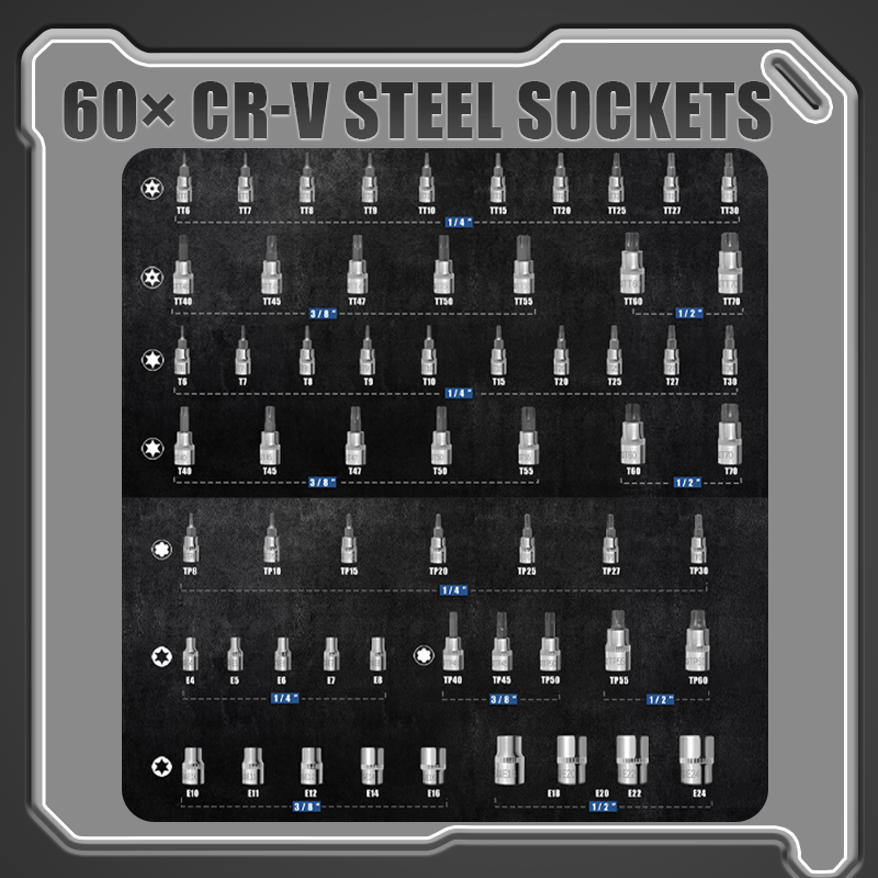 🔥🎁Nieuwe 50% korting🔥🏆🔩De ultieme doppenset voor monteurs – CR-V stalen doppenset🔧