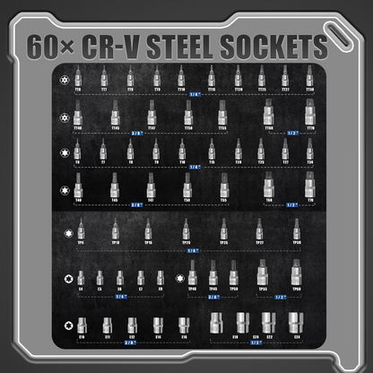 🔥🎁Nieuwe 50% korting🔥🏆🔩De ultieme doppenset voor monteurs – CR-V stalen doppenset🔧