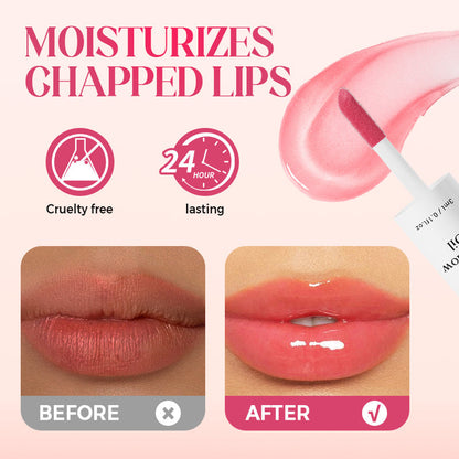 💋✨ Hydraterende Lipgloss met 24u Hydratatie - Glanzende Lip Glow Oil Lippenstift 💧💄