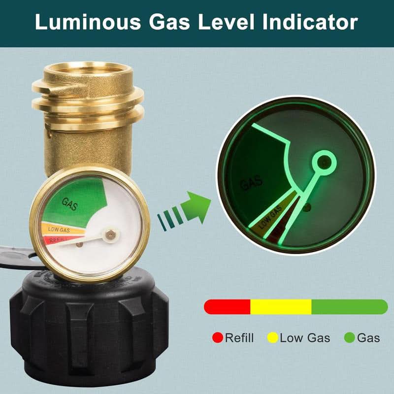 Universele propaantankmeter voor LP-tanks van 5-40 pond | Gasniveau-indicator voor barbecue, verwarming, camper, QCC1-aansluiting