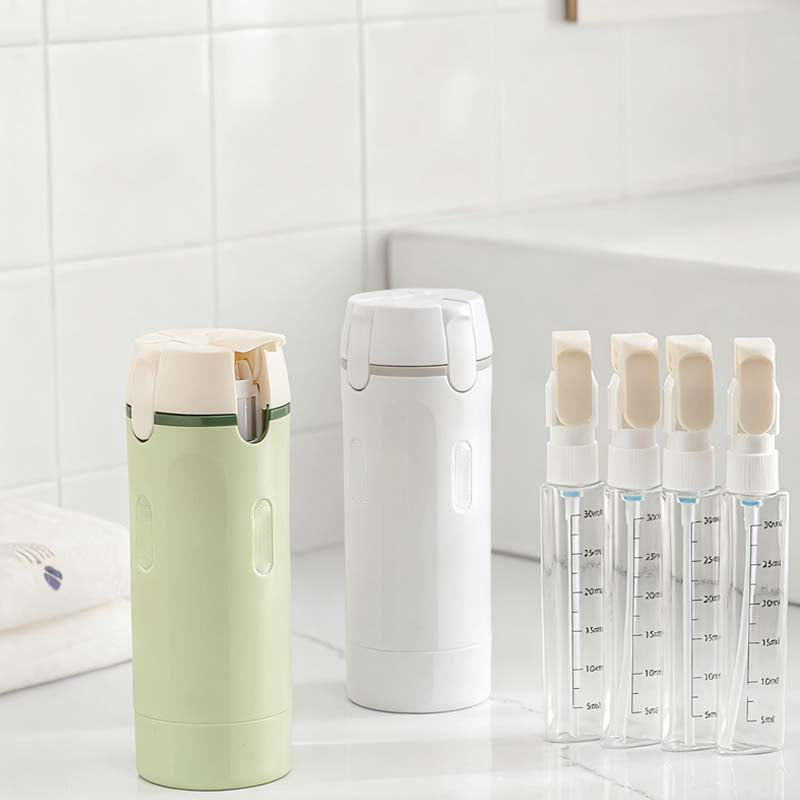 4-in-1 hervulbare reisflessen met dispenser