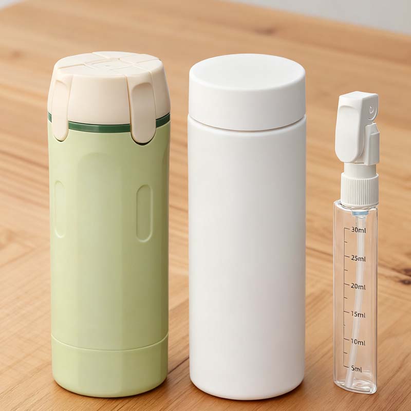 4-in-1 hervulbare reisflessen met dispenser