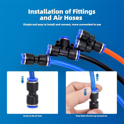 1/4 inch pneumatische push-to-connect luchtslangfittingen set