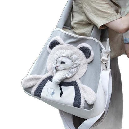 🐻🐾 Schattige Beer-Huisdier Draagtas – Head-Out Design, Comfortabele Canvas & Veilig Voor Katten/Honden Tot 4kg（Perfect voor Avonturen!）