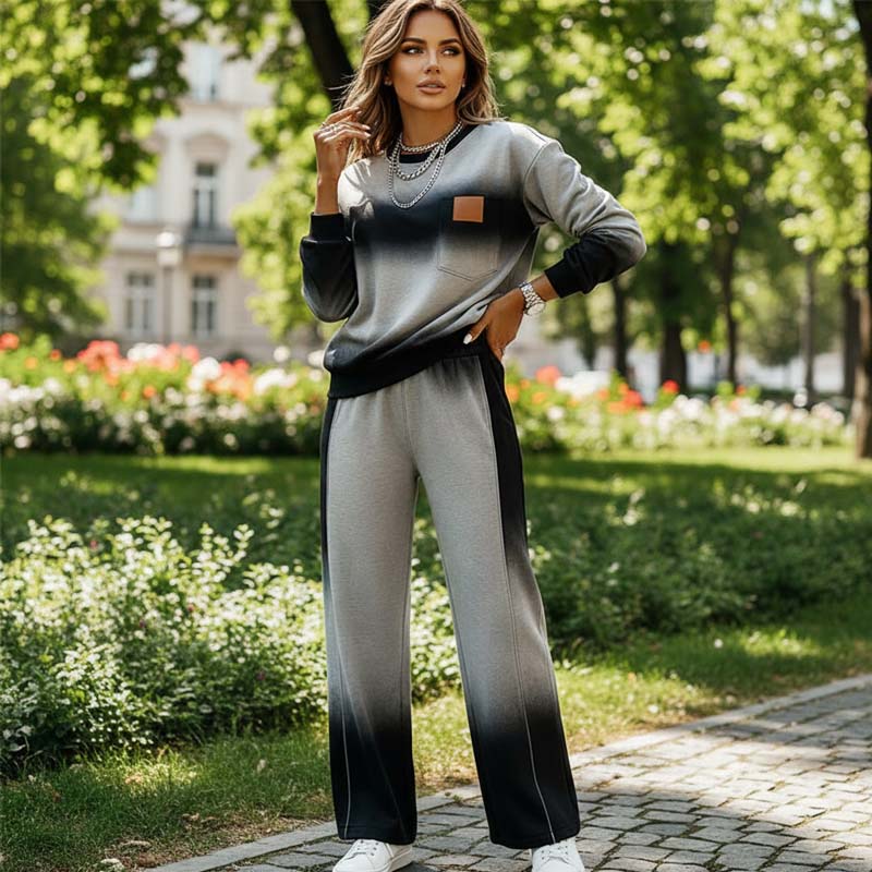 🔥 Trendy loungewearset met gradiëntpatchwork – zacht, stijlvol en perfect voor elke gelegenheid!