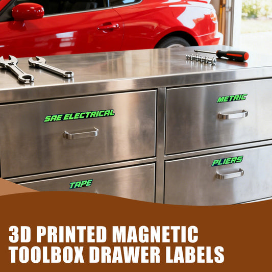 3D-geprinte magnetische labels voor gereedschapskistlades