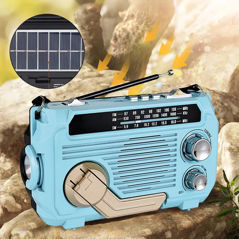 📻 53% KORTING! 🔦 Multifunctionele draagbare radio met slinger – Noodsituaties, muziek, ledverlichting & USB-oplader ⚡