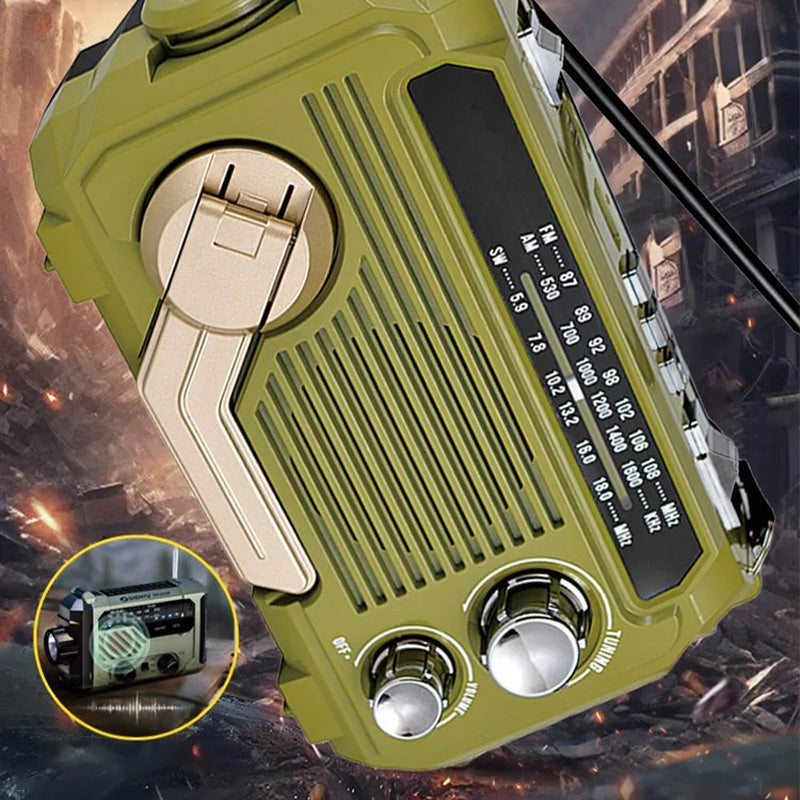 📻 53% KORTING! 🔦 Multifunctionele draagbare radio met slinger – Noodsituaties, muziek, ledverlichting & USB-oplader ⚡