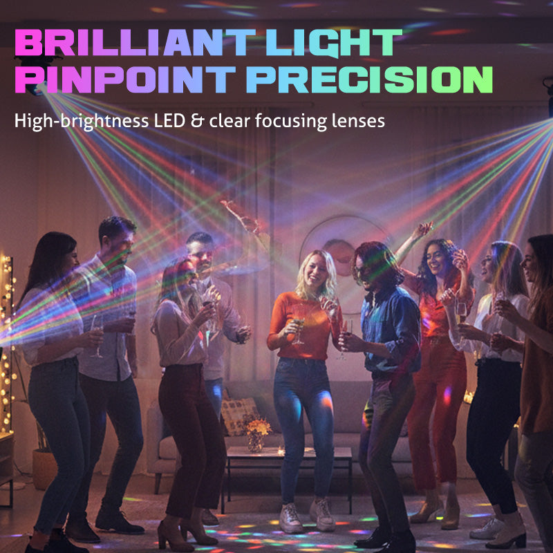 ⏰Multi-Beam LED Sfeerverlichting – 6 Beweegbare Lichten, Geluidsgeactiveerd & Met Afstandsbediening!