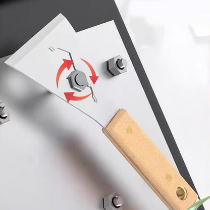 Multifunctioneel plamuurmes met houten handvat