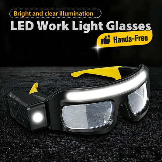 💥50% KORTING👓 Oplaadbare Waterbestendige LED Werkverlichtingsbril met Draaibare Lampkop en Meerdere Helderheidsstanden Voor Reparatie