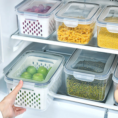 🌞Fris De Lente In Met 50% Korting!🥬3-Delige Vershoudbakjes met Vergiet – Lekvrije Stapelbare Koelkast Organizers voor Fruit en Groenten
