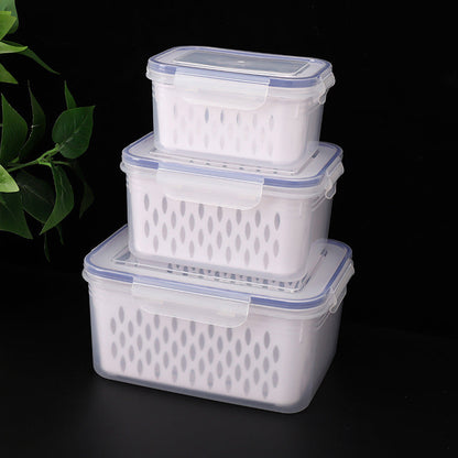 🌞Fris De Lente In Met 50% Korting!🥬3-Delige Vershoudbakjes met Vergiet – Lekvrije Stapelbare Koelkast Organizers voor Fruit en Groenten
