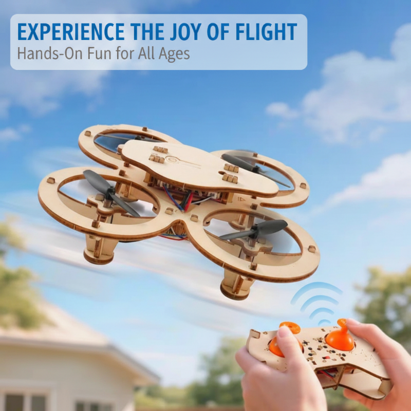 🎉Nieuwjaars Cadeau 50% KORTING!🛩️Kinderen DIY Houten Drone Bouwset: Beginner-Vriendelijk & Veilig – Bouw Je Eigen Drone Met STEM-Lerend!