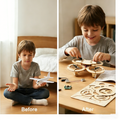 🎉Nieuwjaars Cadeau 50% KORTING!🛩️Kinderen DIY Houten Drone Bouwset: Beginner-Vriendelijk & Veilig – Bouw Je Eigen Drone Met STEM-Lerend!